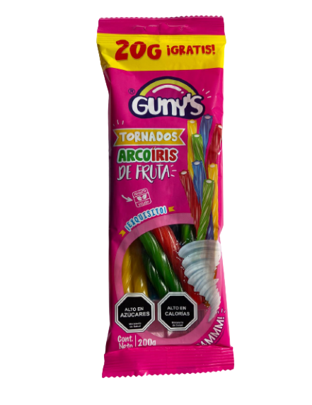 GUNYS TAMY TUBO TORNADO ARCOIRIS DE FRUTA 200 GRS X 12 UNIDS