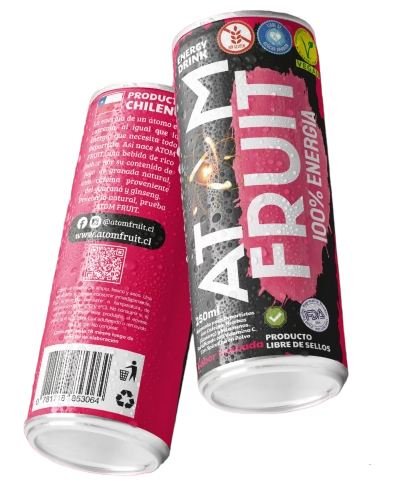 BEBIDA ENERGETICA SABOR GRANADA ATOM FRUIT 250 ML X 12 UNIDS