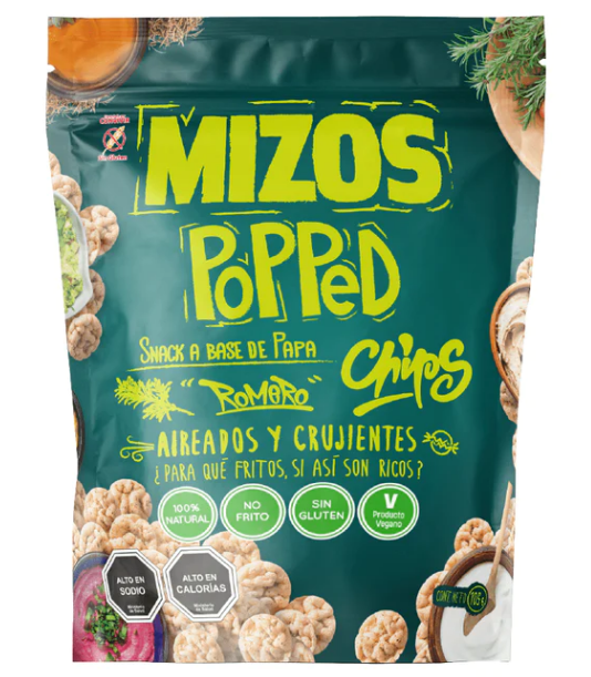 POPPED CHIPS DE PAPA CON ROMERO MIZOS 105 GRS x 12 UNIDS