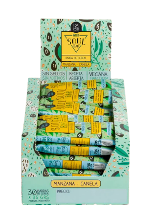 SOUL BAR MANZANA CANELA 30 UNIDS X 35 GRS WILD FOODS