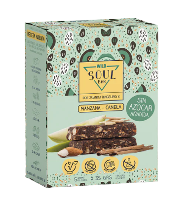 SOUL BAR MANZANA CANELA 5 UNIDS X 35 GRS WILD FOODS