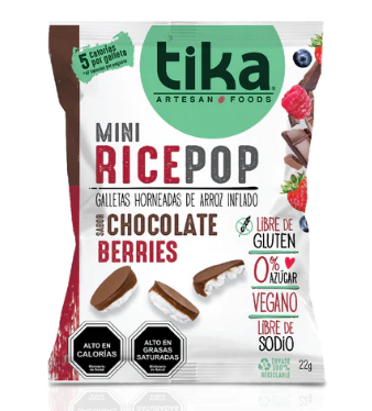 TIKA MINI RICE POP CHOCOLATE BERRIES 22 GRS X 18 UNIDS