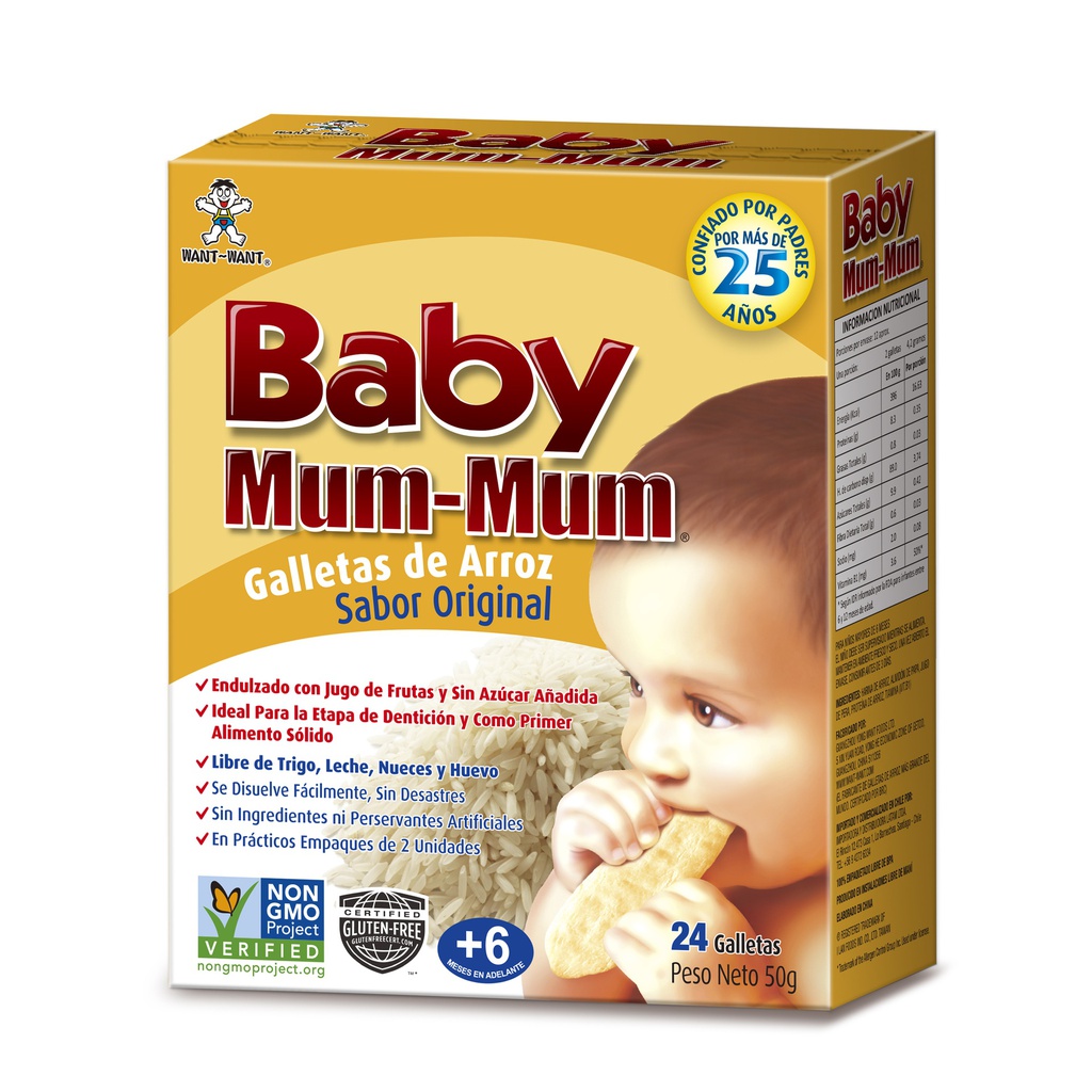 BABY MUM MUM RICE RUSKS ORIGINAL ORGANICO WW 50 GRS X 12 UNIDS