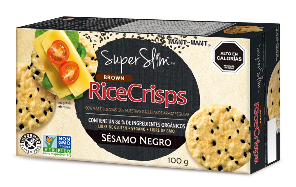 RICE CRISPS SUPERSLIM SESAMO NEGRO WW 100 GRS X 12 UNIDS